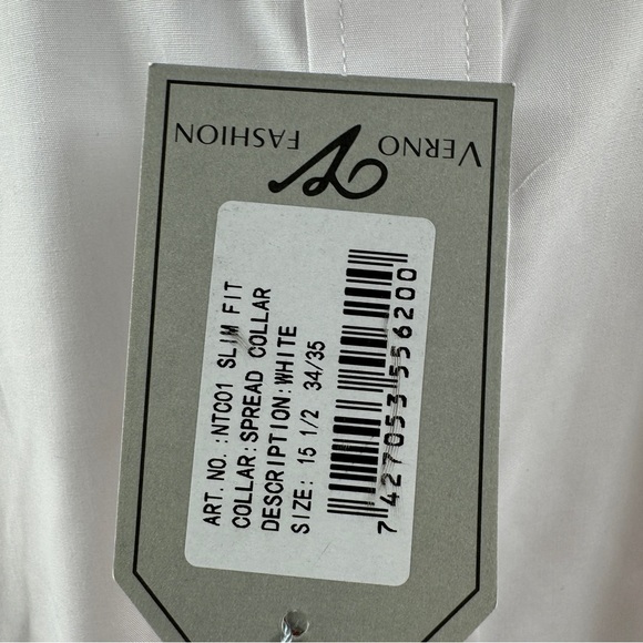 Verno Fashion Men’s White Button Down Shirt Size 15 1/2 NWT - Picture 3 of 5